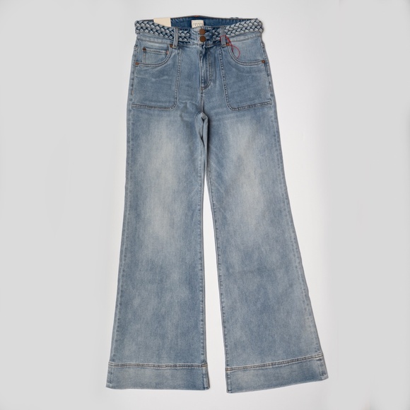 size 28 - ALICE + OLIVIA Braided Juno Flared Jeans Blue - Picture 1 of 6
